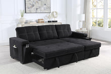 Toby 95" Black Woven Reversible Sleeper Sectional Sofa