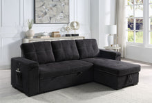 Toby 95" Black Woven Reversible Sleeper Sectional Sofa