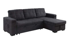 Toby 95" Black Woven Reversible Sleeper Sectional Sofa