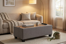 Madison Light Gray Upholstered Storage Ottoman Console Table
