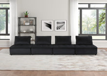 Anna 120"W Black Velvet 4 Pc Modular Sofa