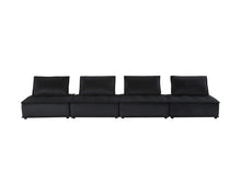 Anna 120"W Black Velvet 4 Pc Modular Sofa
