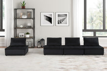 Anna 120"W Black Velvet 4 Pc Sectional Sofa