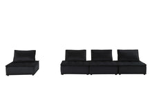 Anna 120"W Black Velvet 4 Pc Modular Sofa