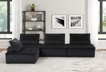 Anna 120"W Black Velvet 4 Pc Modular Sofa