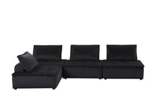 Anna 120"W Black Velvet 4 Pc Sectional Sofa