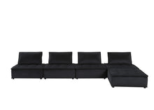 Anna 120"W Black Velvet 5 Pc Sofa and Loveseat