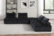 Anna 120"W Black Velvet 5 Pc Sofa and Loveseat