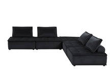 Anna 120"W Black Velvet 5 Pc Sofa and Loveseat