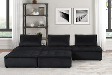 Anna 120"W Black Velvet 5 Pc Sofa and Loveseat