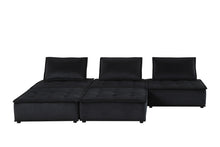 Anna 120"W Black Velvet 5 Pc Sofa and Loveseat