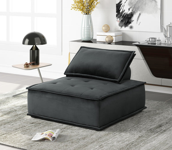 Anna 40"W Black Velvet Armless Lounge Chair