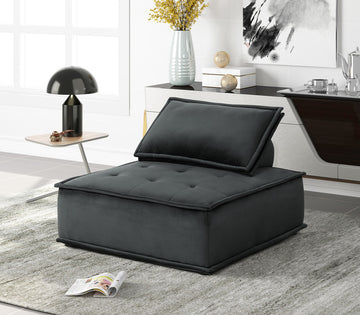 Anna 40"W Black Velvet Armless Lounge Chair