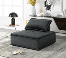 Anna 80"W Black Velvet 3 Pc Sectional Sofa Ottoman