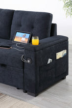 Ashlyn II 84"W Charcoal Woven Fabric Reversible Sleeper Sectional Sofa