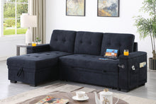 Ashlyn II 84"W Charcoal Woven Fabric Reversible Sleeper Sectional Sofa