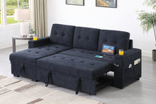 Ashlyn II 84"W Charcoal Woven Fabric Reversible Sleeper Sectional Sofa