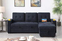 Ashlyn II 84"W Charcoal Woven Fabric Reversible Sleeper Sectional Sofa