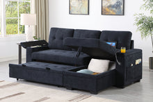 Ashlyn II 84"W Charcoal Woven Fabric Reversible Sleeper Sectional Sofa