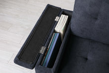 Ashlyn II 84"W Charcoal Woven Fabric Reversible Sleeper Sectional Sofa
