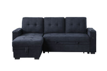 Ashlyn II 84"W Charcoal Woven Fabric Reversible Sleeper Sectional Sofa