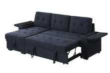 Ashlyn II 84"W Charcoal Woven Fabric Reversible Sleeper Sectional Sofa
