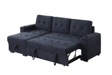 Ashlyn II 84"W Charcoal Woven Fabric Reversible Sleeper Sectional Sofa