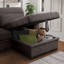Kipling II 95" Brown Chenille Sleeper Sectional Sofa