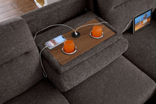 Kipling II 95" Brown Chenille Sleeper Sectional Sofa