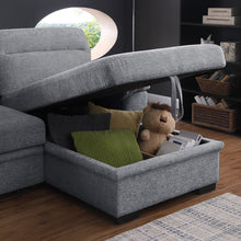 Kipling II 95" Light Gray Chenille Sleeper Sectional Sofa