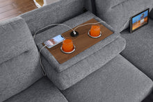 Kipling II 95" Light Gray Chenille Sleeper Sectional Sofa