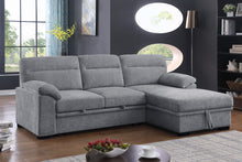 Kipling II 95" Light Gray Chenille Sleeper Sectional Sofa