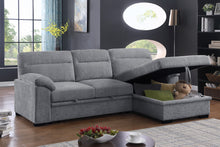 Kipling II 95" Light Gray Chenille Sleeper Sectional Sofa