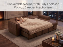 George 95" Caramel Pet-Friendly Scratch-Resistant Performance Fabric Convertible Sleeper Sectional