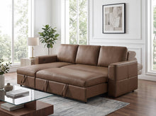George 95" Caramel Pet-Friendly Scratch-Resistant Performance Fabric Convertible Sleeper Sectional