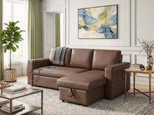 George 95" Caramel Pet-Friendly Scratch-Resistant Performance Fabric Convertible Sleeper Sectional