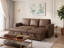 George 95" Caramel Pet-Friendly Scratch-Resistant Performance Fabric Convertible Sleeper Sectional
