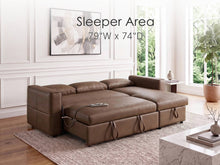 George 95" Caramel Pet-Friendly Scratch-Resistant Performance Fabric Convertible Sleeper Sectional