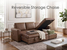 George 95" Caramel Pet-Friendly Scratch-Resistant Performance Fabric Convertible Sleeper Sectional