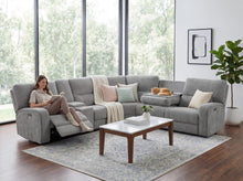 Anthony 114" Wide Light Gray Chenille Fabric Power Reclining Sectional