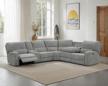 Anthony 114" Wide Light Gray Chenille Fabric Power Reclining Sectional