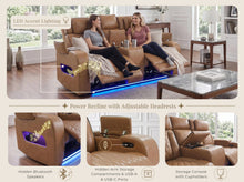 Jazz 74" Light Brown Leather Aire Transformer Power Reclining Loveseat