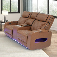 Jazz 74" Light Brown Leather Aire Transformer Power Reclining Loveseat