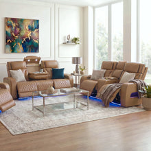Jazz Light Brown Leather Aire Transformer Power Reclining Sofa & Loveseat Living Room Set