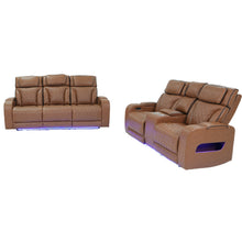 Jazz Light Brown Leather Aire Transformer Power Reclining Sofa & Loveseat Living Room Set