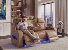 Jazz 86" Light Brown Leather Aire Transformer Power Reclining Sofa