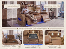 Jazz 86" Light Brown Leather Aire Transformer Power Reclining Sofa
