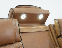 Jazz Light Brown Leather Aire Transformer Power Reclining Sofa & Loveseat Living Room Set
