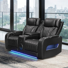 Jazz Black Leather Aire Transformer Power Reclining Loveseat