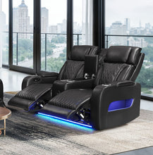 Jazz Black Leather Aire Transformer Power Reclining Loveseat